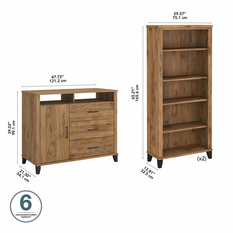 Somerset Entertainment Center in Fresh Walnut - Engineered Wood