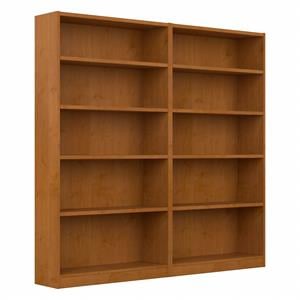 Universal Tall 5 Shelf Bookcase in Natural Cherry (Set of 2) - Engineered Wood