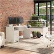 Cabot 60W 3 Position L Shaped Sit Stand Desk in White - Engineered Wood