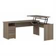 Cabot 72W 3 Position Sit to Stand L Desk in Ash Gray - Engineered Wood