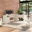 Cabot 72W L Shaped Computer Desk with File in White - Engineered Wood