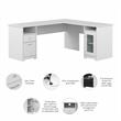 Cabot 72W L Shaped Computer Desk with Storage in White - Engineered Wood