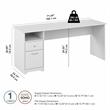Cabot 72W Computer Desk with Drawers in White - Engineered Wood