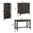 Key West Writing Desk with Storage Set in Dark Gray Hickory - Engineered Wood