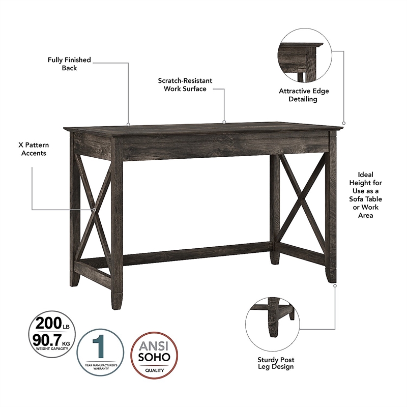 Key West Writing Desk with Storage Set in Dark Gray Hickory - Engineered Wood
