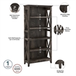 Key West Writing Desk with Storage Set in Dark Gray Hickory - Engineered Wood