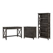 Key West Writing Desk with Storage Set in Dark Gray Hickory - Engineered Wood