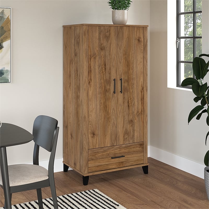 Somerset Tall Entryway Cabinet with Doors in Fresh Walnut - Engineered Wood