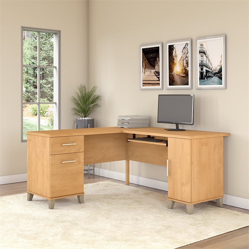 Somerset 60W L Shaped Desk with Storage - Engineered Wood
