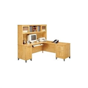 Bush Furniture Somerset L-Shaped Desk Home Office Set in Maple Cross