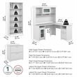 Cabot 60W L Shaped Computer Desk with Storage Set in White - Engineered Wood