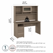 Cabot 60W Computer Desk with Hutch in Ash Gray - Engineered Wood