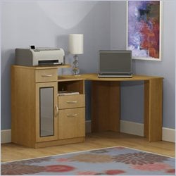 Bush Furniture Vantage Corner Home Office Wood Computer Desk in Light 