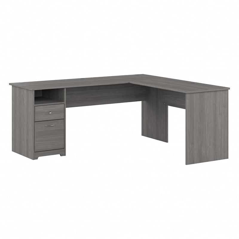 Cabot 72W L Shaped Computer Desk with Drawers in Modern Gray - Engineered Wood