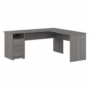 Cabot 72W L Shaped Computer Desk with Drawers in Modern Gray - Engineered Wood