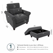 Coventry Accent Chair with Ottoman Set in Charcoal Gray Herringbone Fabric