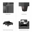 Stockton Accent Chair with Ottoman Set in Charcoal Gray Herringbone Fabric