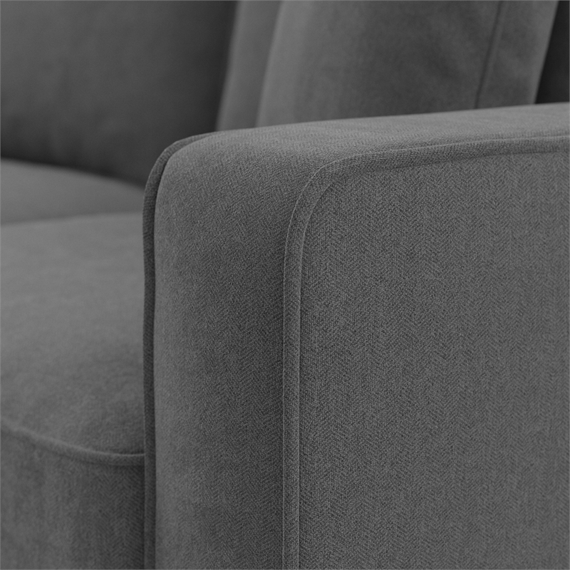 Stockton Accent Chair with Ottoman Set in Charcoal Gray Herringbone Fabric