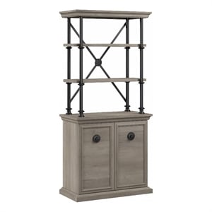 Coliseum Designer Bookcase with Doors in Driftwood Gray - Engineered Wood