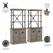 Coliseum Bookcase with Doors (Set of Two) in Driftwood Gray - Engineered Wood