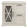 Bush Lennox Engineered Wood Lateral File Cabinet with Shelves in Linen White Oak