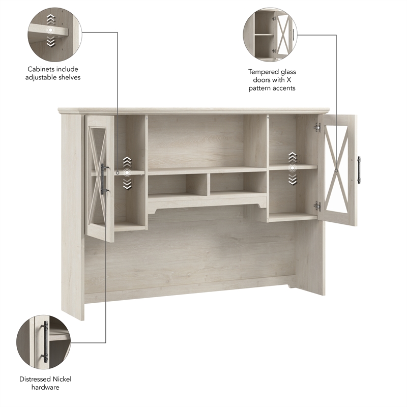 Bush Lennox Engineered Wood Hutch for Buffet Cabinet in Linen White Oak