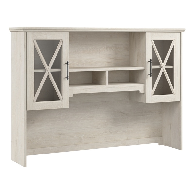 Bush Lennox Engineered Wood Hutch for Buffet Cabinet in Linen White Oak