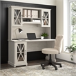 Bush Lennox Engineered Wood Desk with Storage Cabinet in Linen White Oak