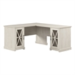 Bush Lennox Engineered Wood L-Shaped Desk in Linen White Oak