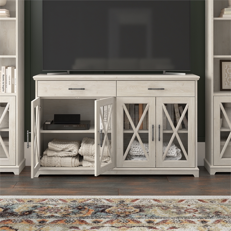 Bush Lennox Engineered Wood Buffet Cabinet with Drawers in Linen White Oak
