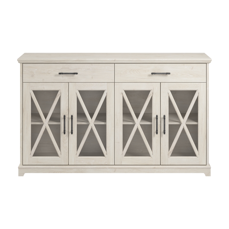 Bush Lennox Engineered Wood Buffet Cabinet with Drawers in Linen White Oak