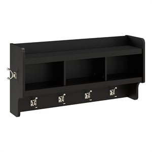Woodland 40W Wall Mounted Coat Rack in Black Suede Oak - Engineered Wood