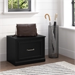 Woodland 24W Small Shoe Bench with Drawer in Black Suede Oak - Engineered Wood