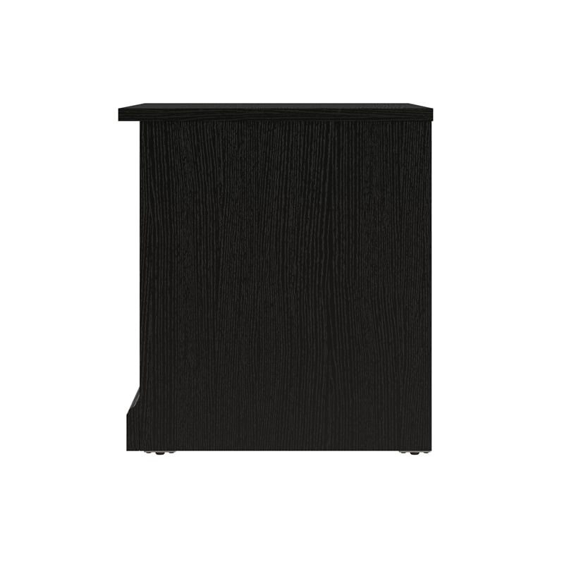 Woodland 24W Small Shoe Bench with Shelves in Black Suede Oak - Engineered Wood
