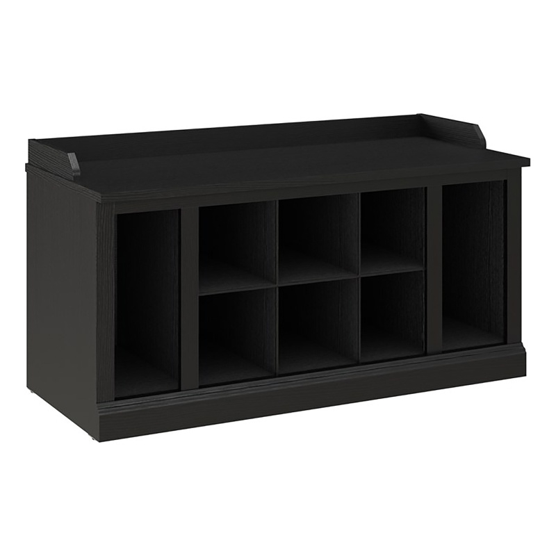 Woodland 40W Shoe Storage Bench with Shelves in Black Oak - Engineered Wood
