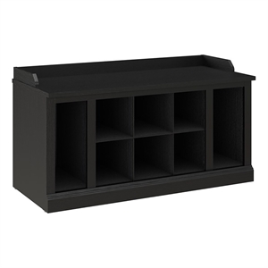 Woodland 40W Shoe Storage Bench with Shelves in Black Oak - Engineered Wood
