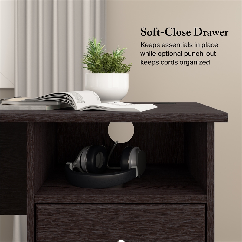 Cabot 60W L Shaped Computer Desk with Storage in Espresso Oak - Engineered Wood