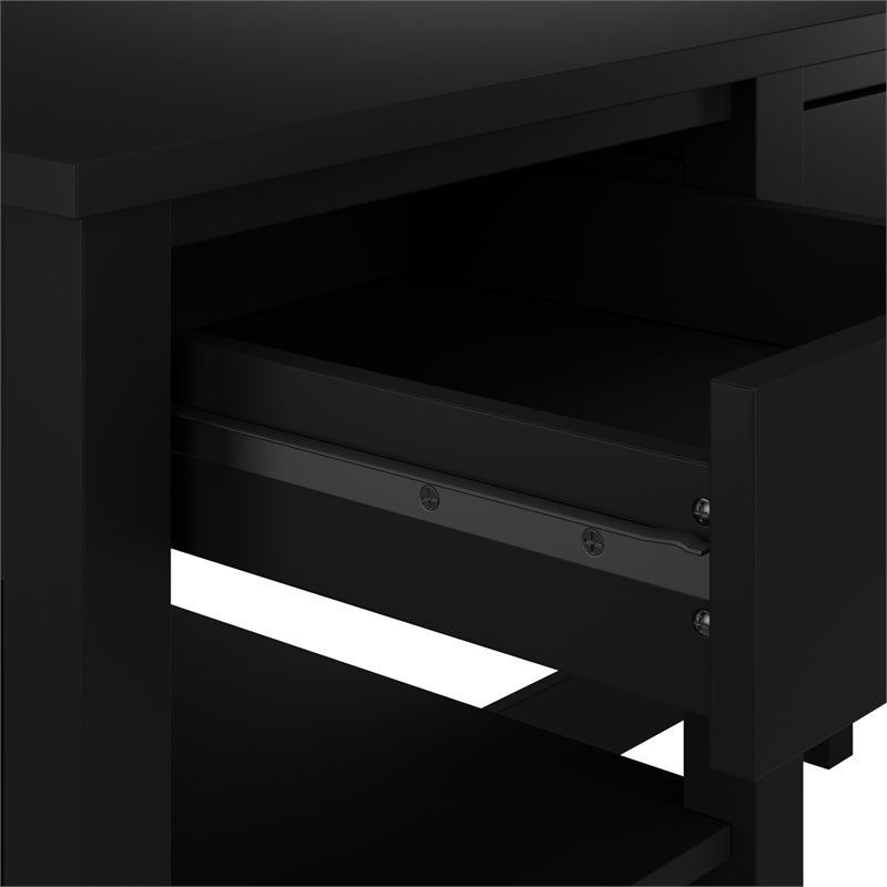 Broadview 60W L Shaped Computer Desk with Storage and Organizer in Classic Black