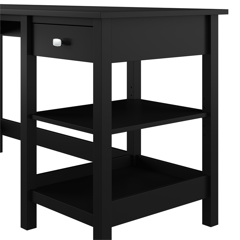 Broadview 60W L Shaped Computer Desk with Storage in Classic Black