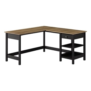 Mayfield 60W L Shaped Computer Desk in Vintage Black and Reclaimed Pine