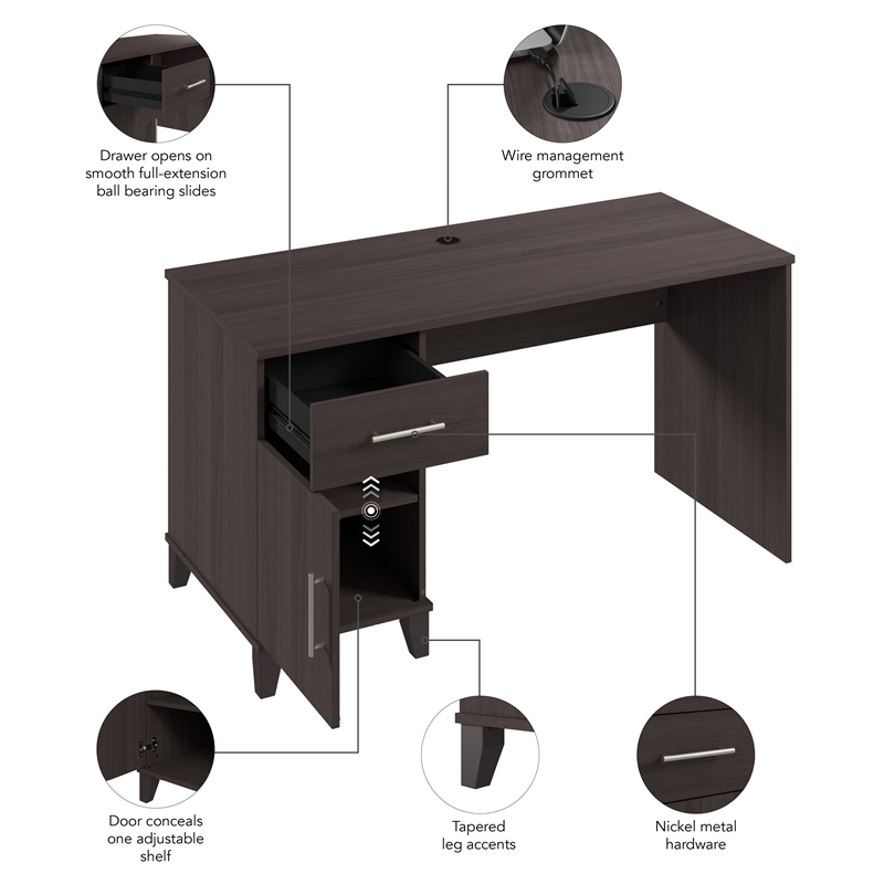 Somerset 54W Office Desk with Drawer and Storage Cabinet - Engineered Wood