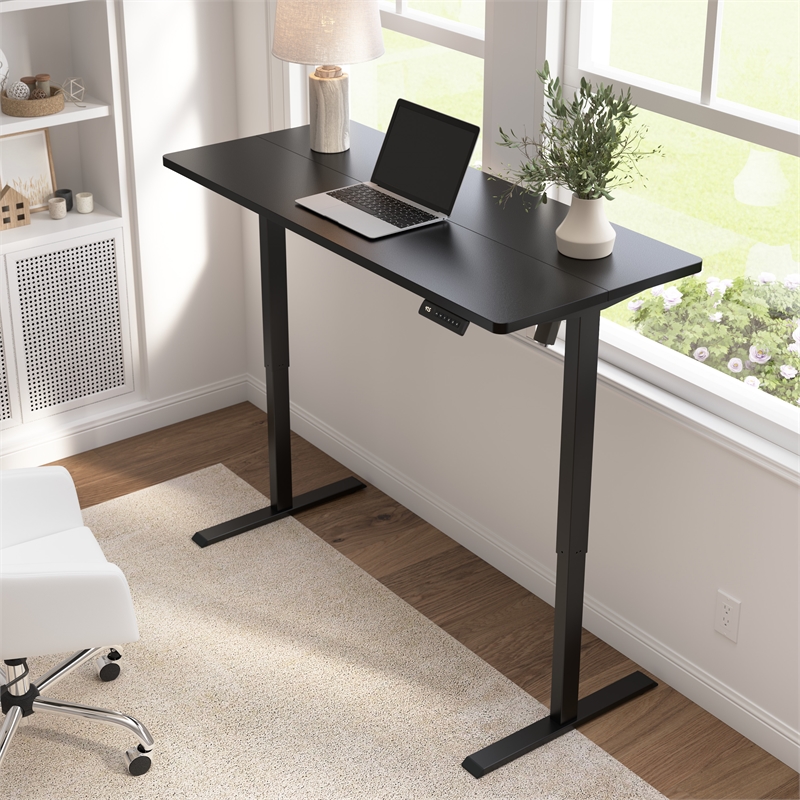 Bush Furniture Energize 55W x 24D Electric Height Adjustable Desk in Basic Black