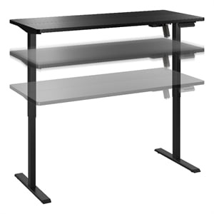 Bush Furniture Energize 55W x 24D Electric Height Adjustable Desk in Basic Black