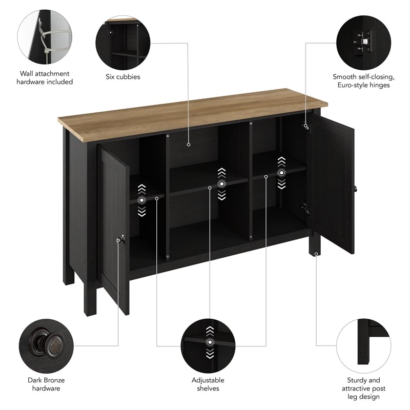 Mayfield Accent Cabinet with Doors in Vintage Black and Reclaimed Pine