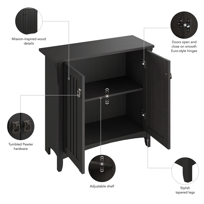 Salinas Small Storage Cabinet with Doors and Shelves in Vintage Black