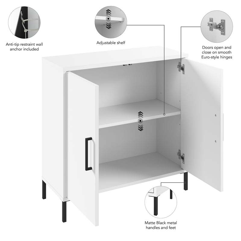 Essence Low Storage Cabinet with Doors - Engineered Wood