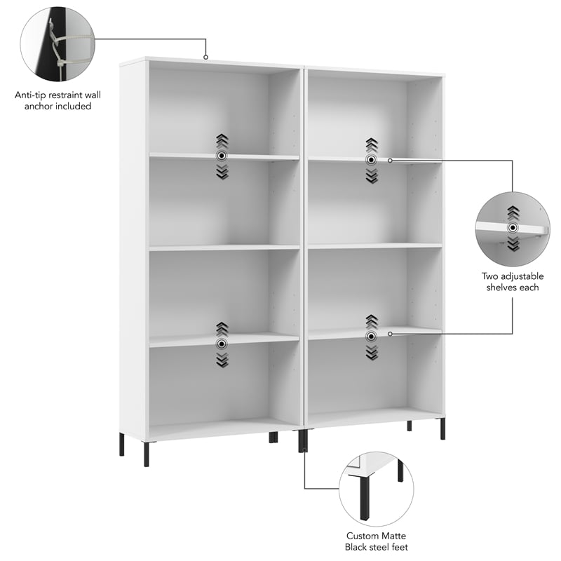 Essence 4 Shelf Bookcase - Set of 2 - Engineered Wood