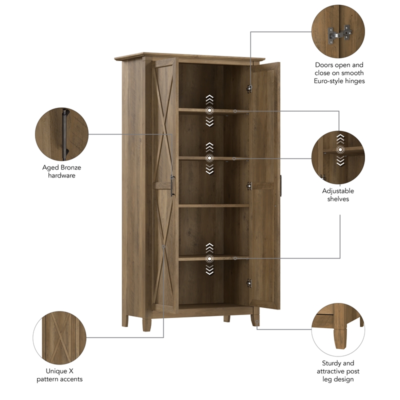 Key West Kitchen Pantry Cabinet with Doors in Reclaimed Pine - Engineered Wood