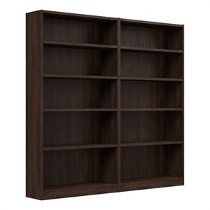 Universal Tall 5 Shelf Bookcase Set in Black Walnut - Engineered Wood