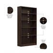 Universal Tall 5 Shelf Bookcase in Black Walnut - Engineered Wood